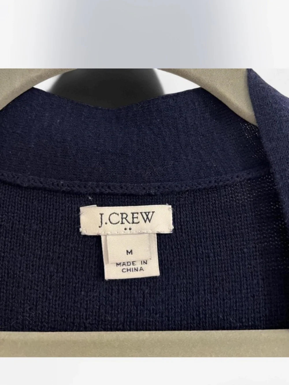J.Crew Open-Front Navy Cardigan Sweater with Tiered Ruffle Sleeve Details